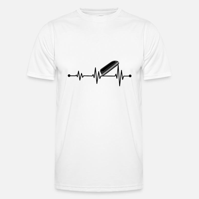 Harmonica Instrument Harmonica Heartbeat - Men's Functional T-Shirt - white