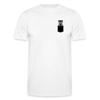 Disc golf basket - Disc Golf Player Disc Golf Disc - Men's Functional T-Shirt - white - Front - AI Model Male 178 dark (178cm)
