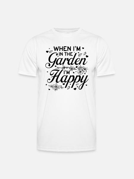 Når jeg er i haven, er jeg glad - Gardener Garden - Funktionsshirt til herrer - hvid