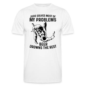 Judo solves most of my problems beer drowns the re - Men's Functional T-Shirt - white - Front - AI Model Male 178 dark (178cm)