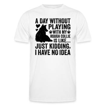 Rough Collie Dog Funny Rough Collie - Men's Functional T-Shirt - white - Front - AI Model Male 178 dark (178cm)