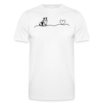 Rough Collie Lover - Rough Collie Heartbeat Heart - Men's Functional T-Shirt - white - Front - AI Model Male 178 dark (178cm)