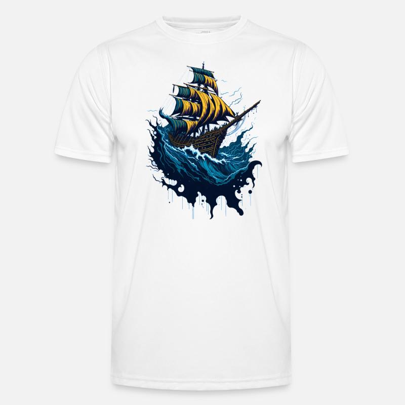 Pirate Ship in Stormy Seas - Men's Functional T-Shirt - white