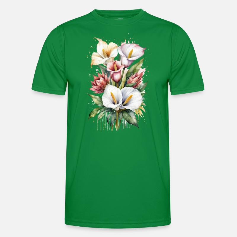 Lys Calla et fleurs de Protea à l’aquarelle T-shirt sport Homme