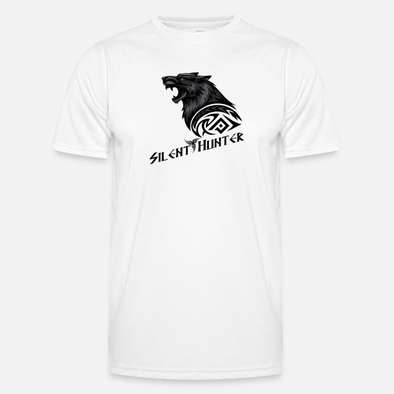 Silent Hunter: Wolf mit Stammeszeichen - Männer Funktions-T-Shirt - Weiß