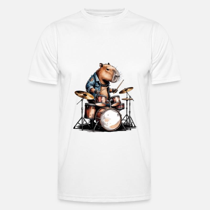 Cool Capybara Playing Drums Men's Functional T-Shirt