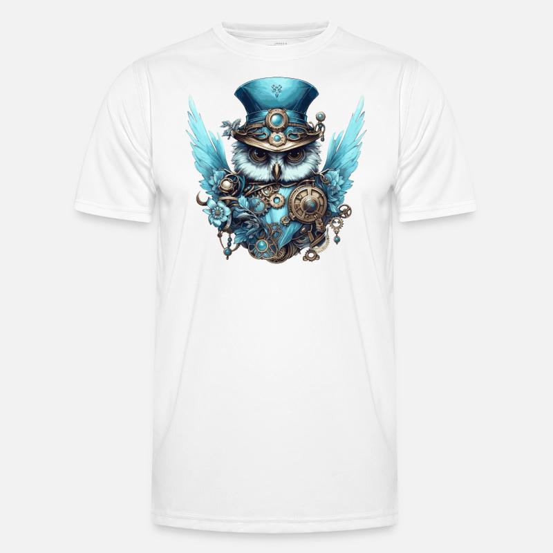 Coole Steampunk Eule - Männer Funktions-T-Shirt - Weiß