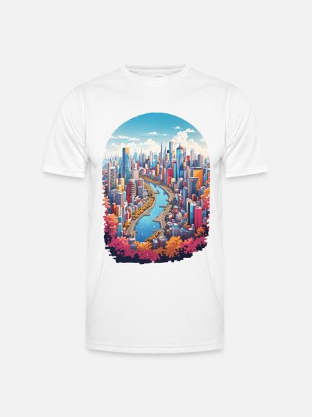 Paysage urbain - T-shirt sport Homme - blanc