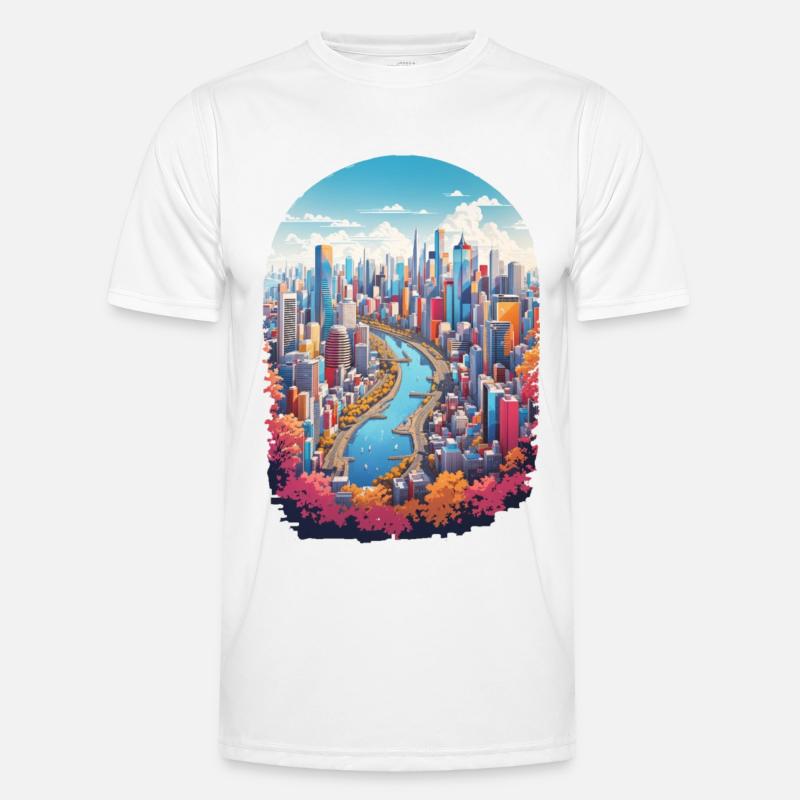 Stadt Landschaft Männer Funktions-T-Shirt