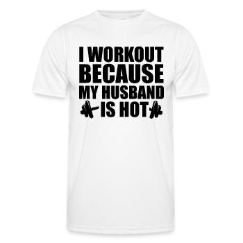 Ich trainiere, weil mein Mann heiß ist - Männer Funktions-T-Shirt - Weiß - Vorne - AI Model Male 178 dark (178cm)