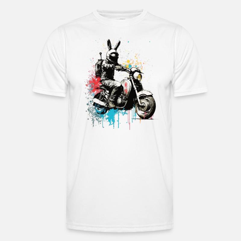 Graffiti Hase auf Motorroller Motorrad Männer Funktions-T-Shirt