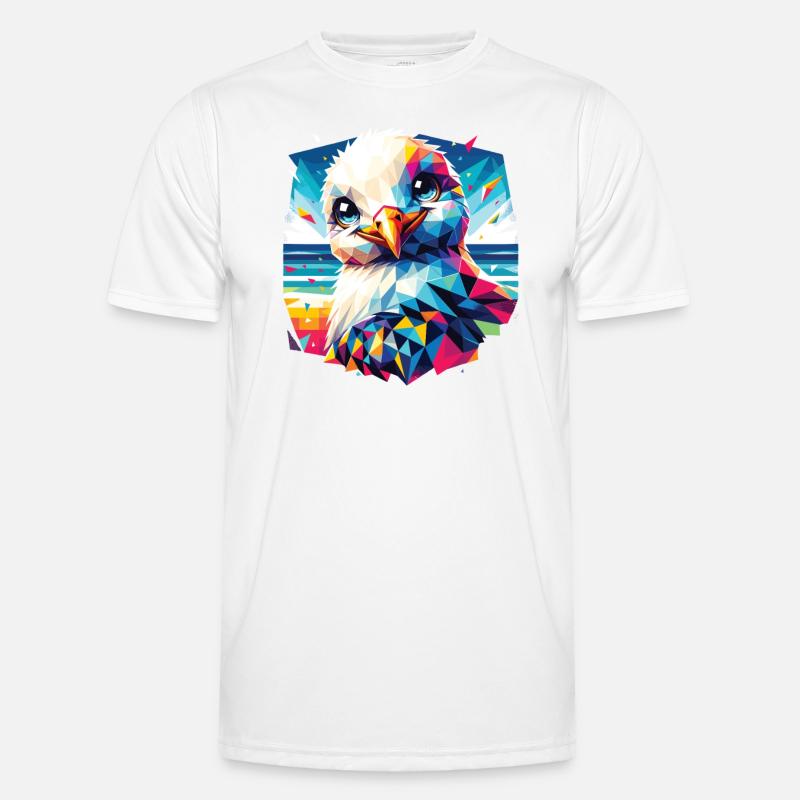 Polygon Möwe Sommer Urlaub bunt - Männer Funktions-T-Shirt - Weiß
