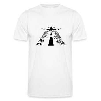 Alphabet phonétique Pilote Avion - Pilote d’aviation - T-shirt sport Homme - blanc - Devant - AI Model Male 178 dark (178cm)