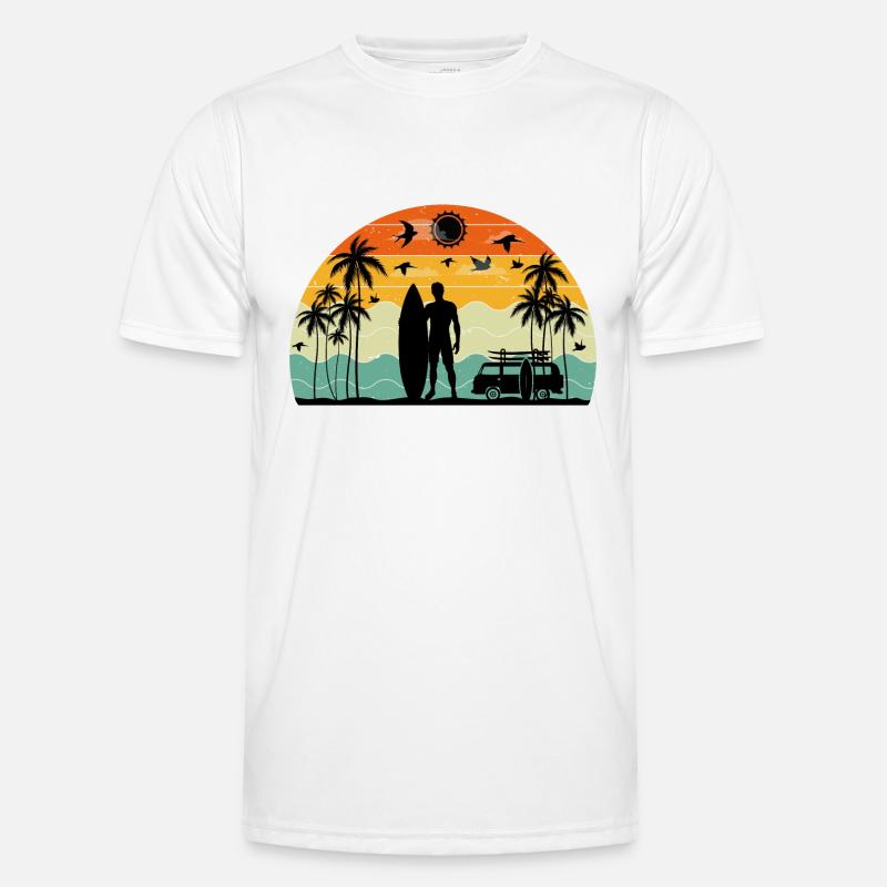Surf retro sunset - Men's Functional T-Shirt - white