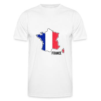 France Flag Map Outline - Men's Functional T-Shirt - white - Front - AI Model Male 178 dark (178cm)