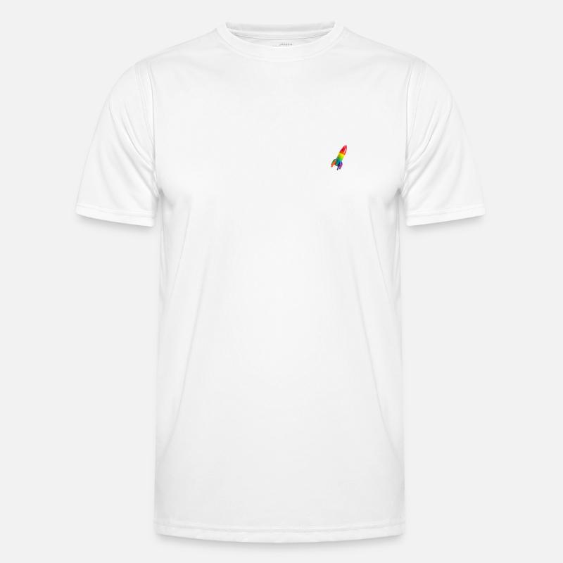 A colorful rocket on an inclined trajectory - Men's Functional T-Shirt - white