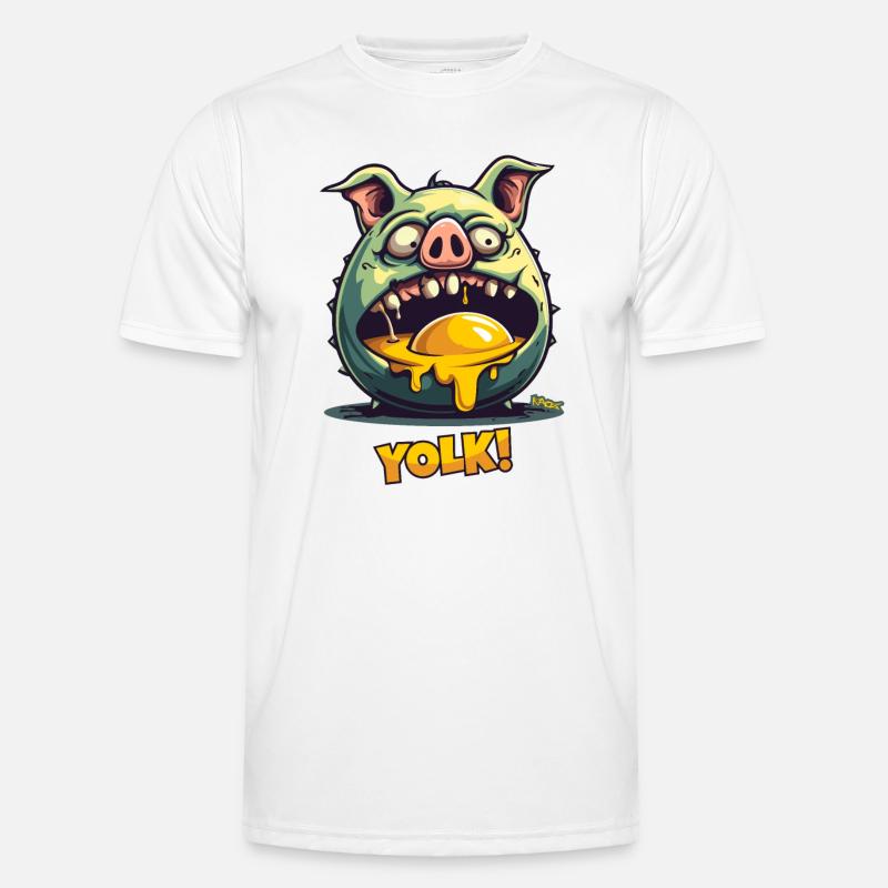 Zombie pig devours egg yolk Men's Functional T-Shirt