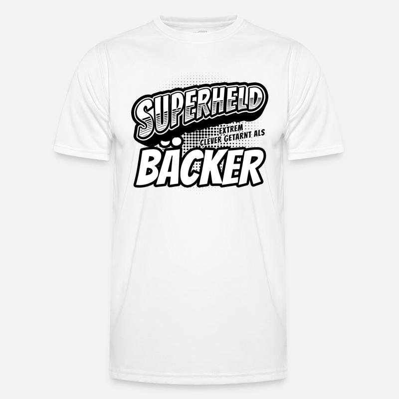 Superheld, clever getarnt als Bäcker - Männer Funktions-T-Shirt - Weiß