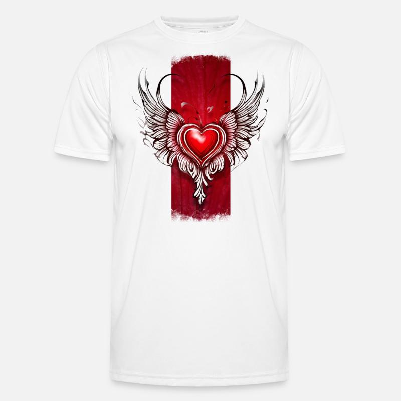Seraphic Affection: Winged Heart - Men's Functional T-Shirt - white