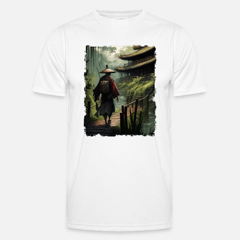 Samurai Japanese Temple Bridge River - Men's Functional T-Shirt - white