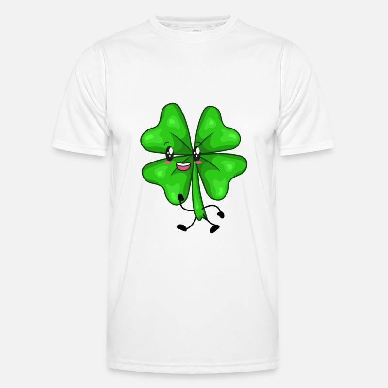 Amuleto de la suerte Clover Shamrock - Camiseta funcional para hombres - blanco