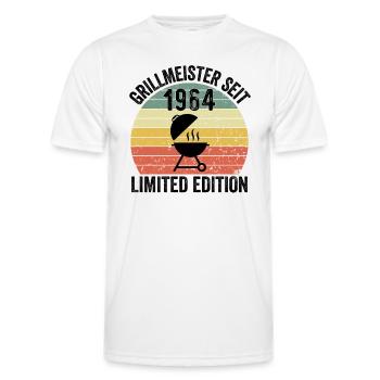60th Birthday - Grillmeister since 1964 - Men's Functional T-Shirt - white - Front - AI Model Male 178 dark (178cm)