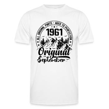 1961 September Original 63 Jahre Geburtstagsgeschenk - Männer Funktions-T-Shirt - Weiß - Vorne - AI Model Male 178 dark (178cm)