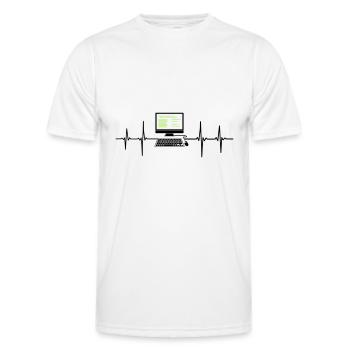 Ordinateur EKG programmeur de rythme cardiaque pc nerd - T-shirt sport Homme - blanc - Devant - AI Model Male 178 dark (178cm)