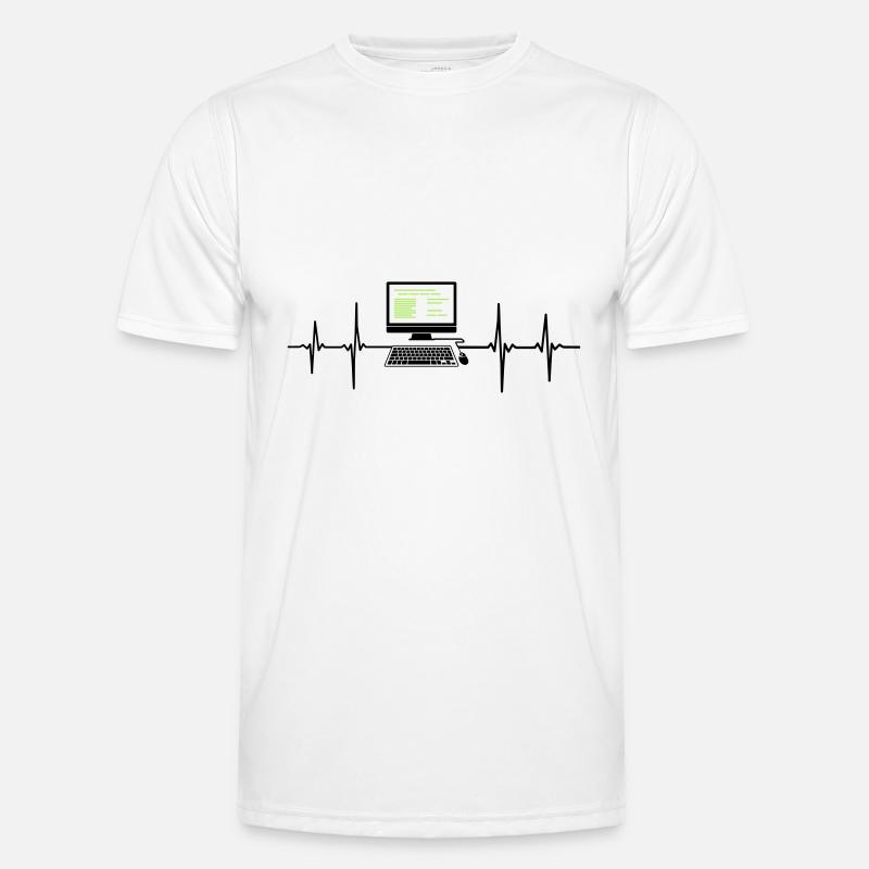 Computer EKG heartbeat programmer pc nerd Men's Functional T-Shirt