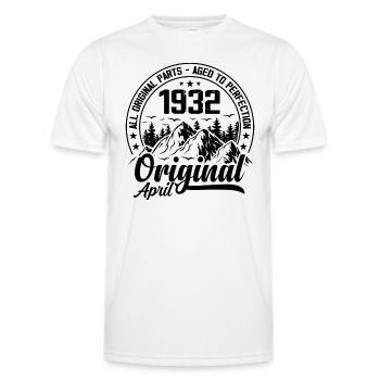 1932 April Original: 92 Years Anniversary Gift - Men's Functional T-Shirt - white - Front - AI Model Male 178 dark (178cm)
