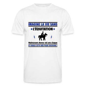 Imagine la vie sans l'équitation - T-shirt sport Homme - blanc - Devant - AI Model Male 178 dark (178cm)