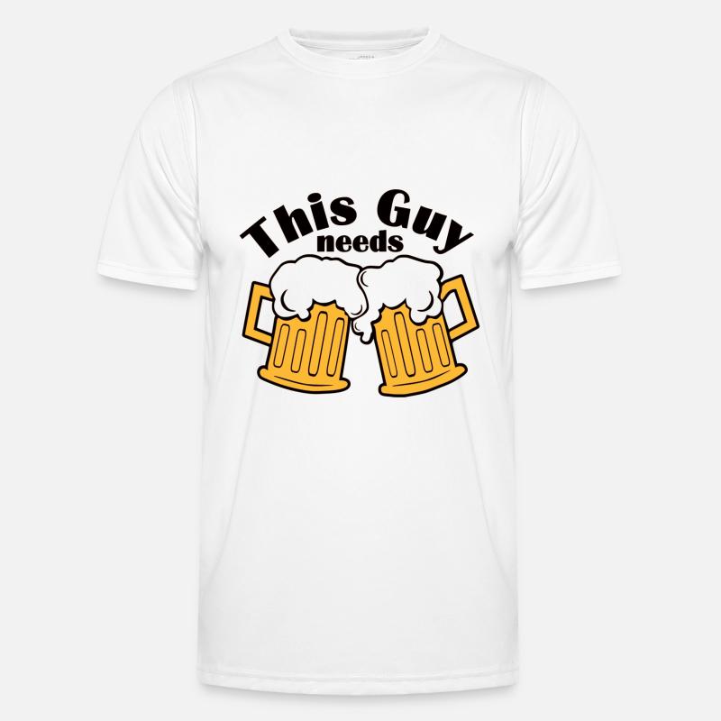 This guy needs a beer - Männer Funktions-T-Shirt - Weiß