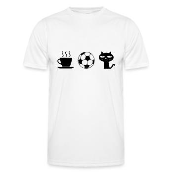 Kaffee. Katzen. Fußball - Männer Funktions-T-Shirt - Weiß - Vorne - AI Model Male 178 dark (178cm)