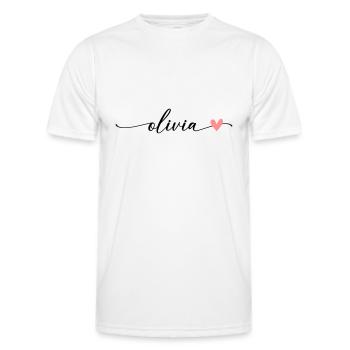 Olivia Name Calligraphy Font - Men's Functional T-Shirt - white - Front - AI Model Male 178 dark (178cm)