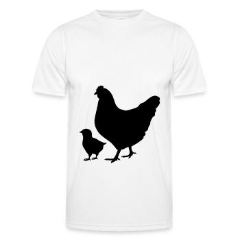Silhouette de famille poulet et poulet poussin - T-shirt sport Homme - blanc - Devant - AI Model Male 178 dark (178cm)