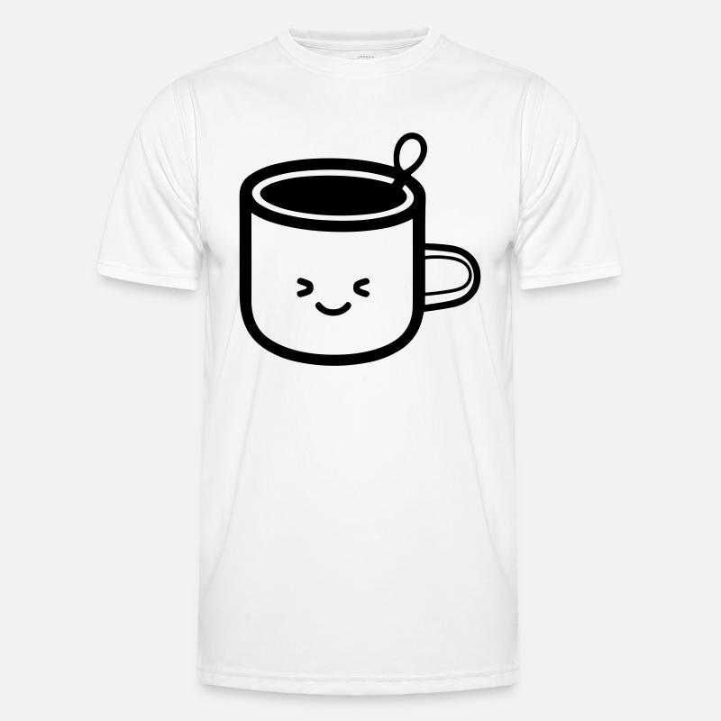 Kaffeebecher - Männer Funktions-T-Shirt - Weiß