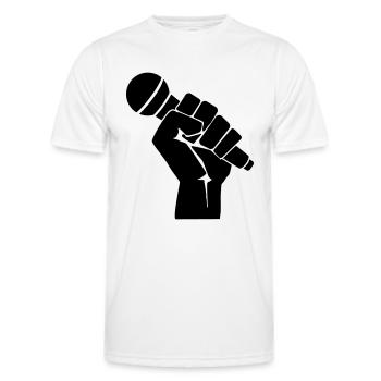 Faust mit Mikrofon - Männer Funktions-T-Shirt - Weiß - Vorne - AI Model Male 178 dark (178cm)