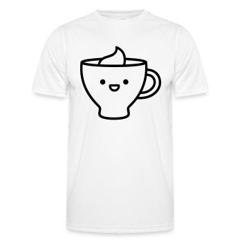Kaffeebecher - Männer Funktions-T-Shirt - Weiß - Vorne - AI Model Male 178 dark (178cm)