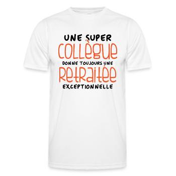 Une super collègue - retraitée exceptionnelle - T-shirt sport Homme - blanc - Devant - AI Model Male 178 dark (178cm)