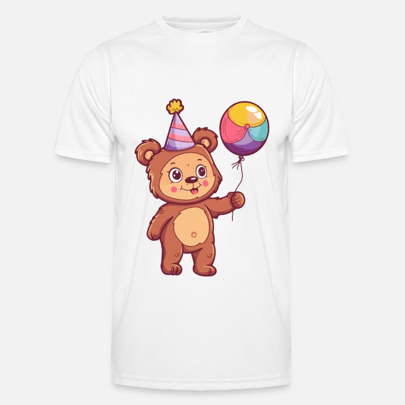 Bear Birthday Comic - Men's Functional T-Shirt - white