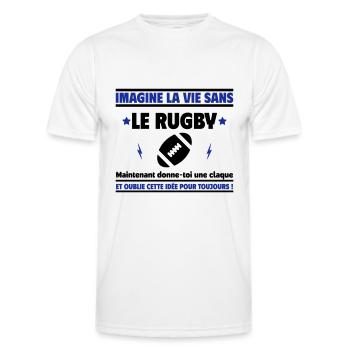 Imagine la vie sans rugby - T-shirt sport Homme - blanc - Devant - AI Model Male 178 dark (178cm)