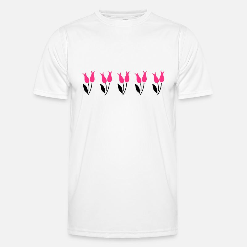 Tulipes dans une rangée - rose T-shirt sport Homme