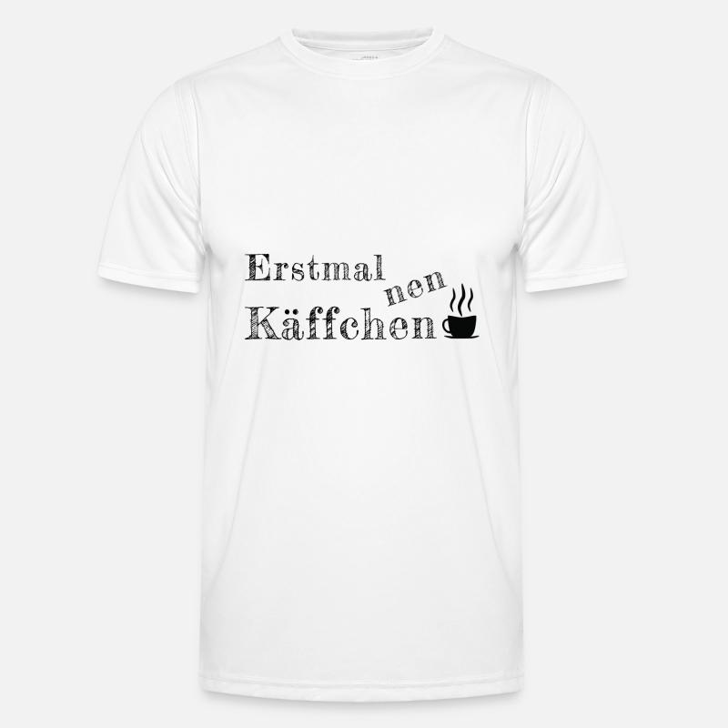 Spruch Sprüche erstmal Käffchen Kaffee - Männer Funktions-T-Shirt - Weiß
