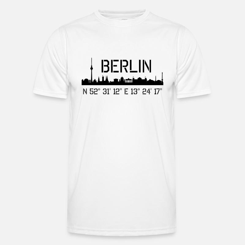 Berlin Coordinates: N 52 ° 31 '12' 'E 13 ° 24' 17 '' - Men's Functional T-Shirt - white