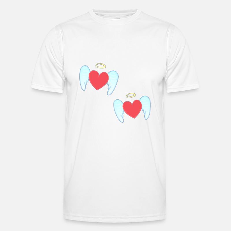 Angel pattern protector hearts - Men's Functional T-Shirt - white