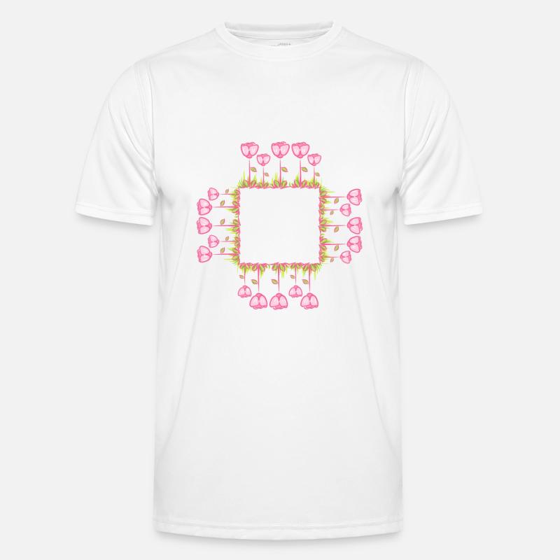 square frame flowers natural square - Men's Functional T-Shirt - white
