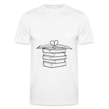 Stack drawing of | books Drawing Books - Men's Functional T-Shirt - white - Front - AI Model Male 178 dark (178cm)