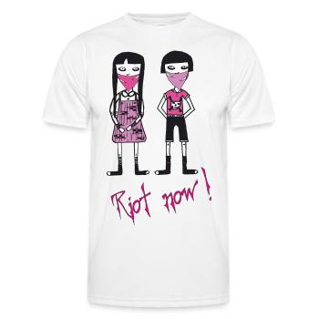 Riot now, Molly and her boyfriend with skull motif - Men's Functional T-Shirt - white - Front - AI Model Male 178 dark (178cm)