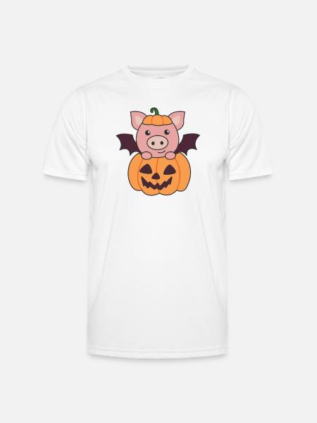 Pig Halloween Pumpkin Bat Costume - Men's Functional T-Shirt - white