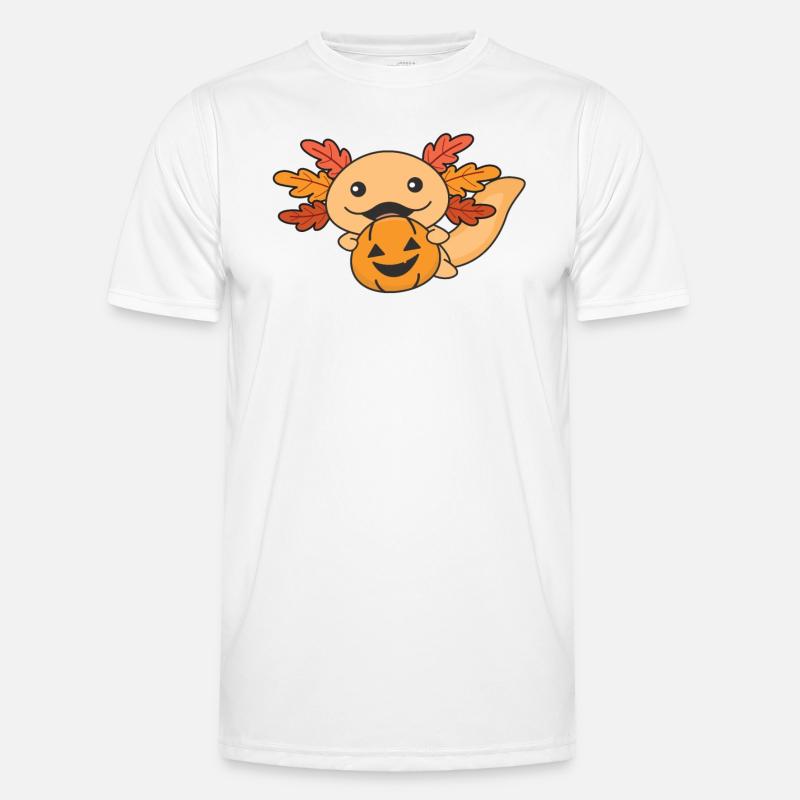 Herbst Axolotl mit Herbstblättern Kürbis Herbst Männer Funktions-T-Shirt